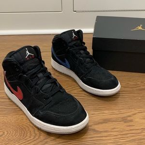 Jordan 1 mid multi-color swoosh black